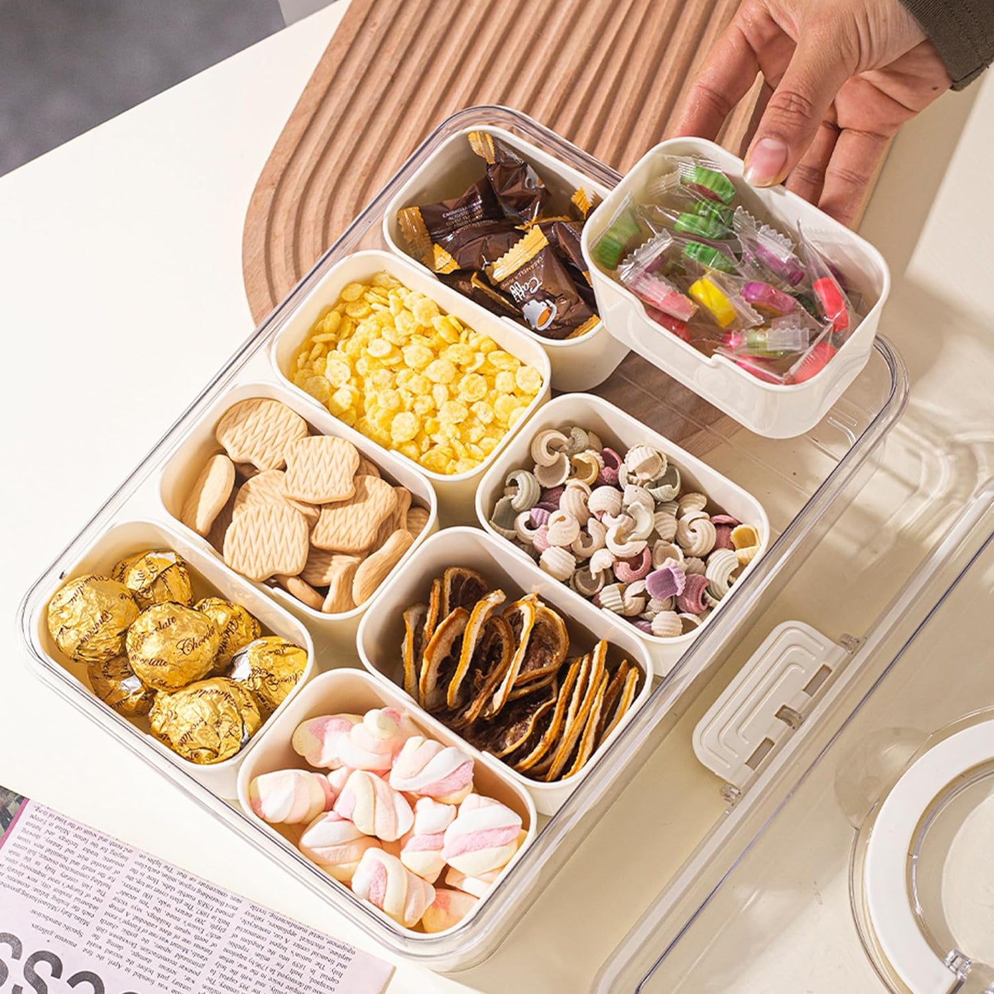 Serving Tray With Handles - Elegant 8-Compartment Design 7