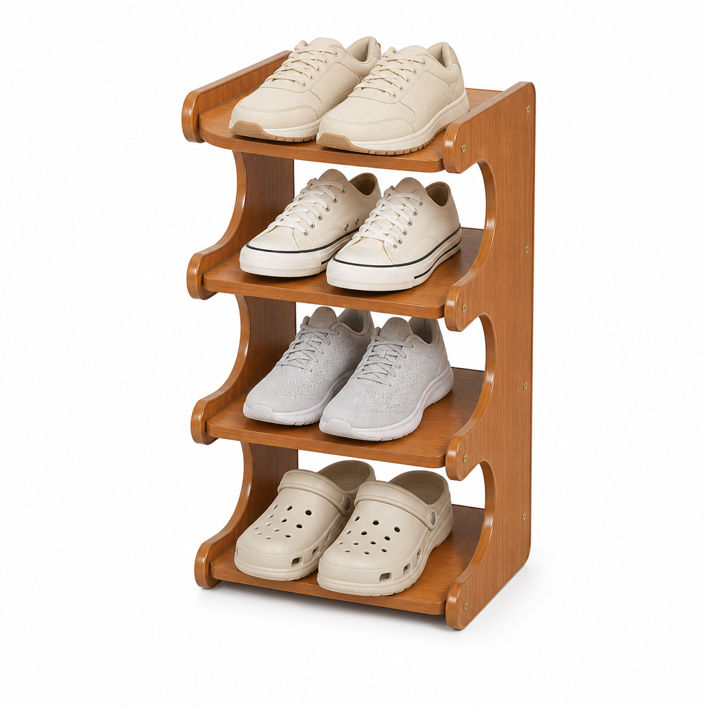 4–7 Tier Bamboo Shoe Rack Organizer, Multi-Layer Shoe Shelf for Entryway or Closet, Space-Saving Storage Stand, Natural Wood Finish (7 Layers)