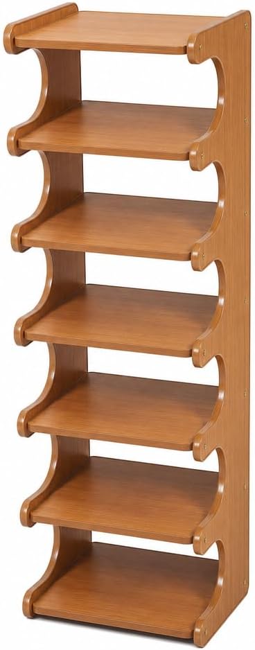 4–7 Tier Bamboo Shoe Rack Organizer, Multi-Layer Shoe Shelf for Entryway or Closet, Space-Saving Storage Stand, Natural Wood Finish (7 Layers)