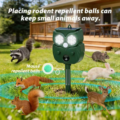 Solar Soundwave Animal Repeller with Motion Detection & LED Flashlights