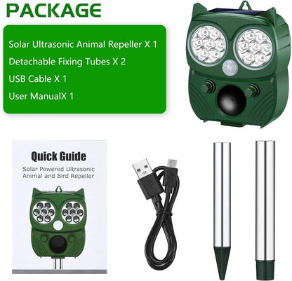 Solar Soundwave Animal Repeller with Motion Detection & LED Flashlights