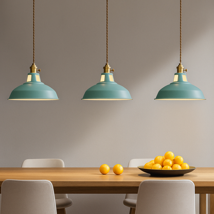 Colorful Metal Dome Pendant Light with Integrated LED – Industrial Kitchen Pendant Lighting for Dining and Island Spaces 5