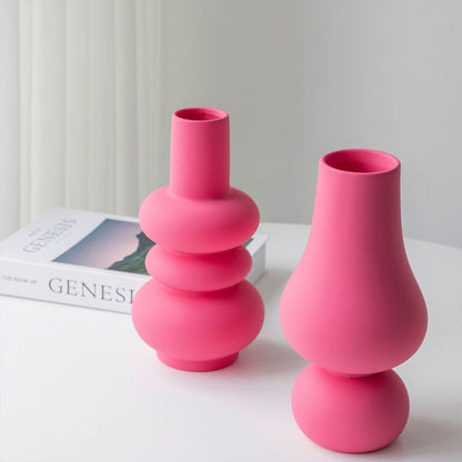 Fuchsia Abstract Ceramic Vase – Elegant Pink Decorative Vase with Glazed Finish and Modern Design 2