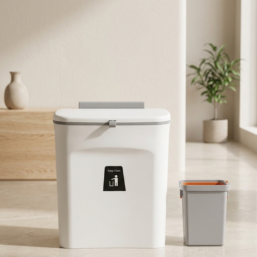 Hanging Trash Can - Convenient Dual-Access Lid & Space-Saving Design 01