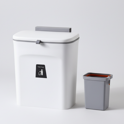 Hanging Trash Can - Convenient Dual-Access Lid & Space-Saving Design 0