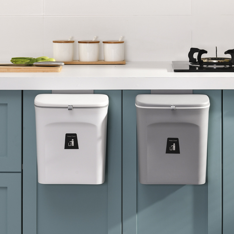 Hanging Trash Can - Convenient Dual-Access Lid & Space-Saving Design 2