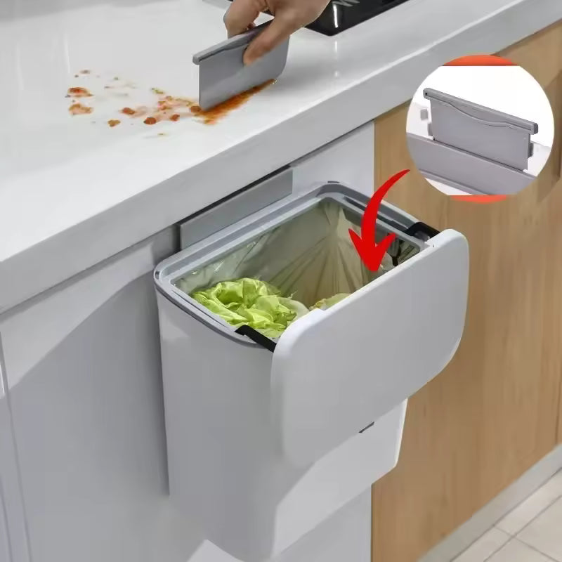 Hanging Trash Can - Convenient Dual-Access Lid & Space-Saving Design 3