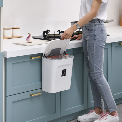Hanging Trash Can - Convenient Dual-Access Lid & Space-Saving Design 4