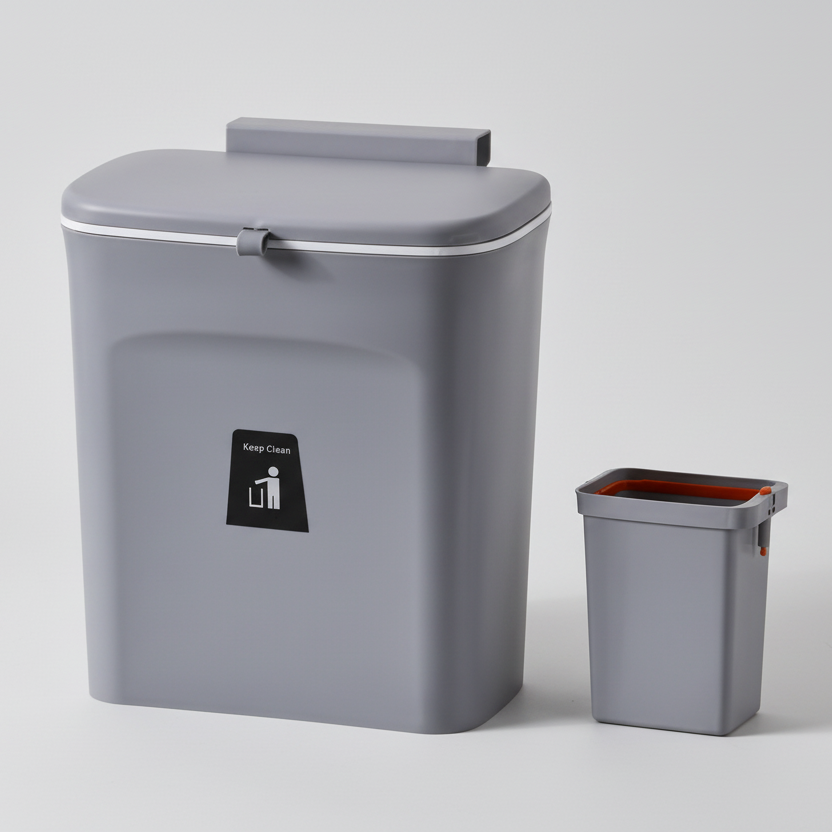 Hanging Trash Can - Convenient Dual-Access Lid & Space-Saving Design 9