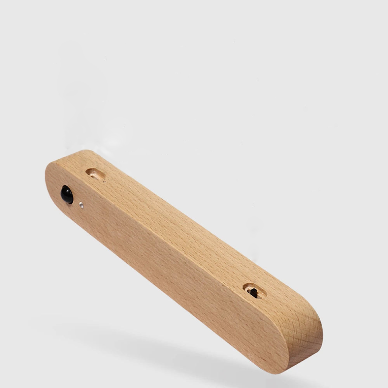 Magnetic Wooden Key Holder for Wall with Motion Sensor LED Nightlight, Natural Beech Wood, Rechargeable 1W LED 6