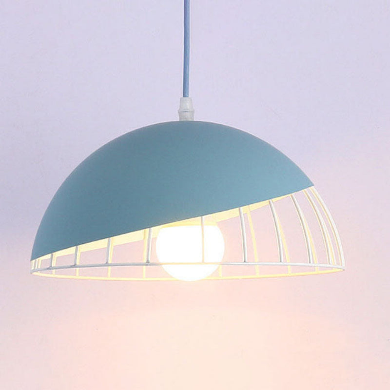 Modern Aluminum Dome Cage Pendant Light for Kitchen and Living Room – Adjustable Height Hanging Light Fixture 0