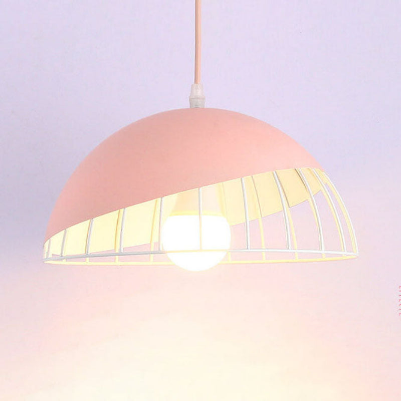 Modern Aluminum Dome Cage Pendant Light for Kitchen and Living Room – Adjustable Height Hanging Light Fixture 11