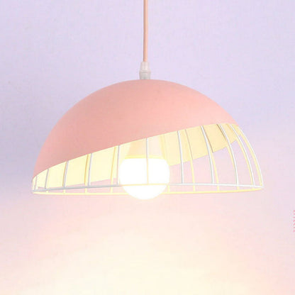 Modern Aluminum Dome Cage Pendant Light for Kitchen and Living Room – Adjustable Height Hanging Light Fixture 11