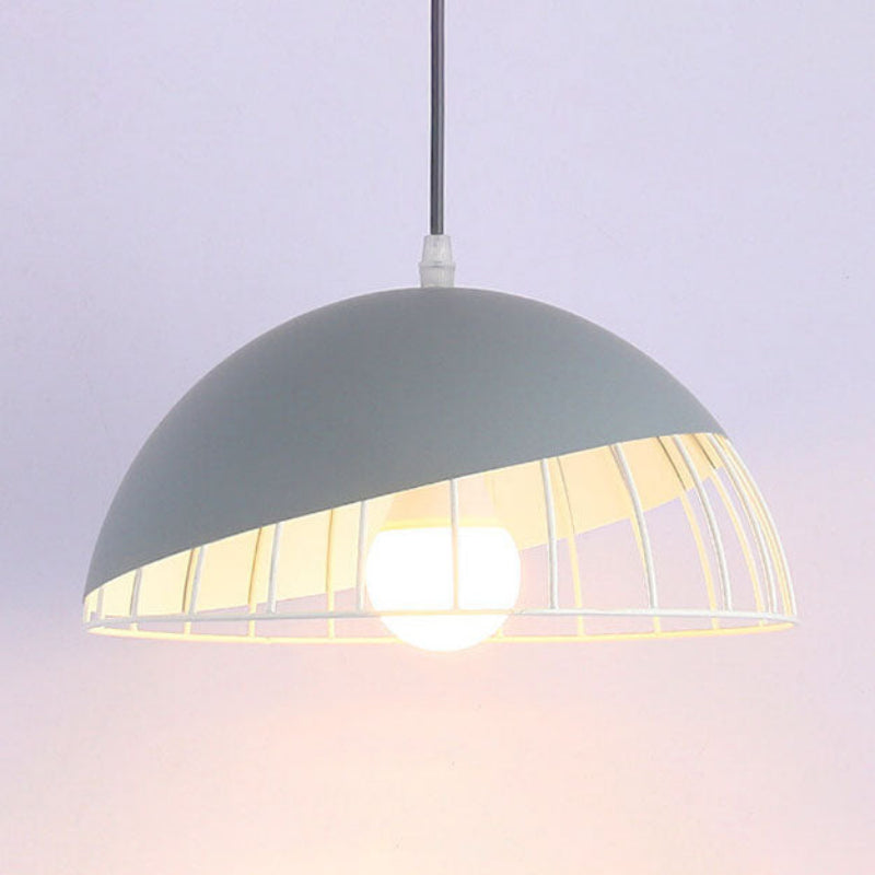 Modern Aluminum Dome Cage Pendant Light for Kitchen and Living Room – Adjustable Height Hanging Light Fixture 12