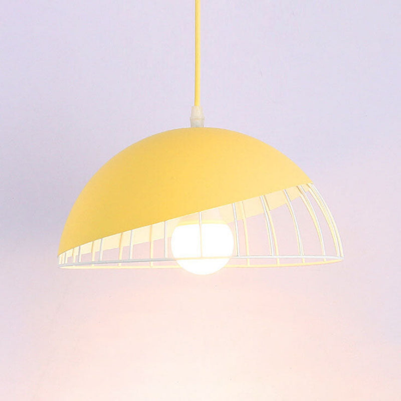 Modern Aluminum Dome Cage Pendant Light for Kitchen and Living Room – Adjustable Height Hanging Light Fixture 13