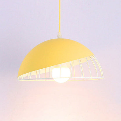 Modern Aluminum Dome Cage Pendant Light for Kitchen and Living Room – Adjustable Height Hanging Light Fixture 13