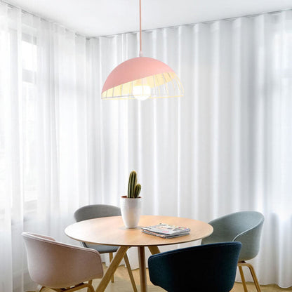 Modern Aluminum Dome Cage Pendant Light for Kitchen and Living Room – Adjustable Height Hanging Light Fixture 3