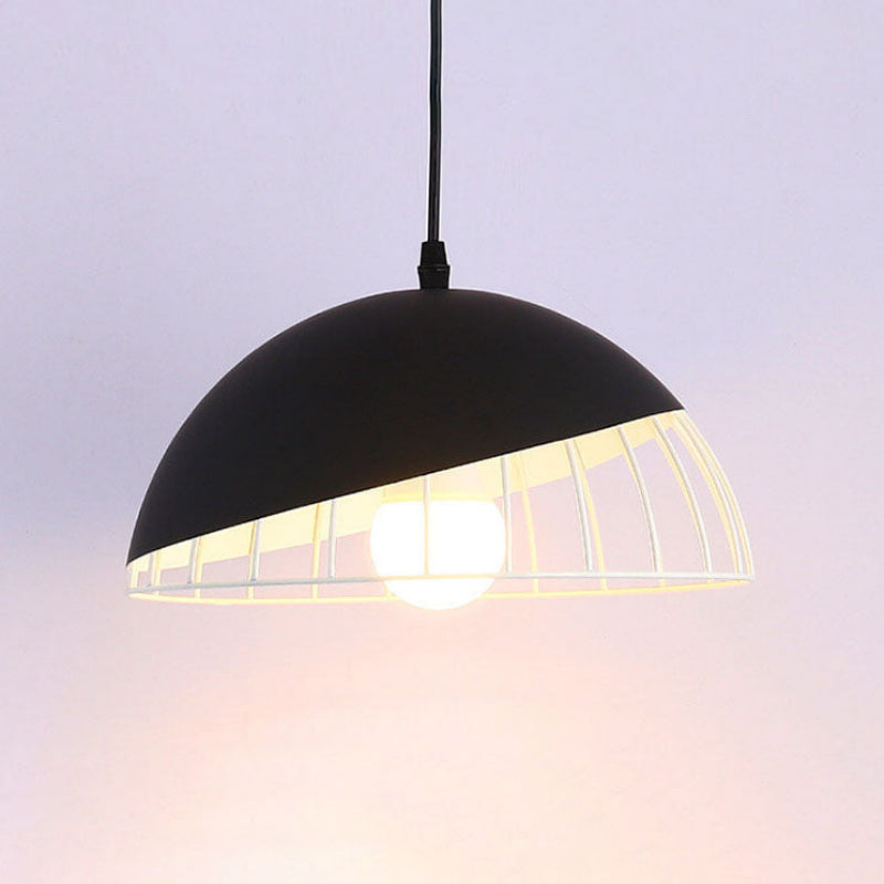 Modern Aluminum Dome Cage Pendant Light for Kitchen and Living Room – Adjustable Height Hanging Light Fixture 8
