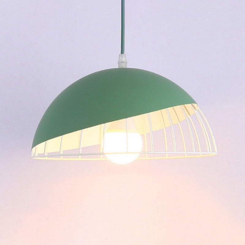 Modern Aluminum Dome Cage Pendant Light for Kitchen and Living Room – Adjustable Height Hanging Light Fixture 9