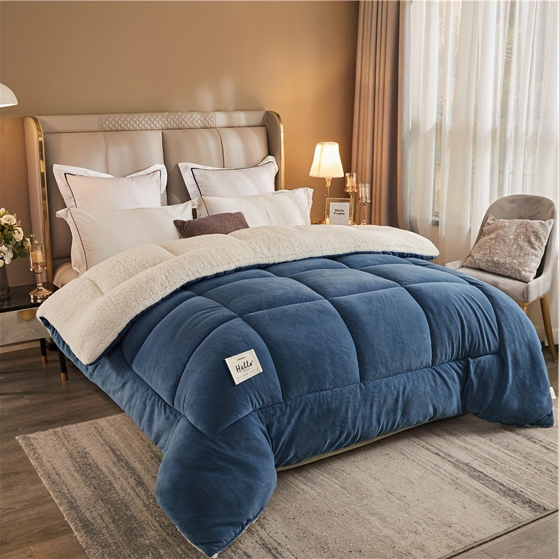 Reversible Triple-Layer Quilt – Warm, Breathable Polyester Blanket for Year-Round Comfort in Blue, Pink, Grey 0