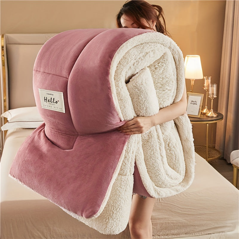 Reversible Triple-Layer Quilt – Warm, Breathable Polyester Blanket for Year-Round Comfort in Blue, Pink, Grey 3