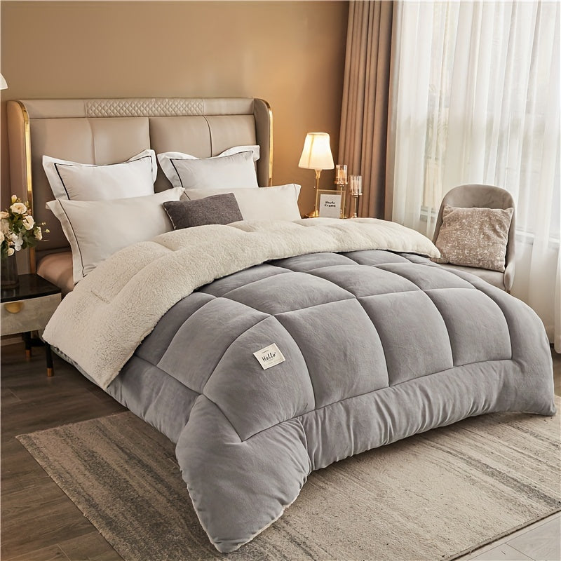 Reversible Triple-Layer Quilt – Warm, Breathable Polyester Blanket for Year-Round Comfort in Blue, Pink, Grey 4