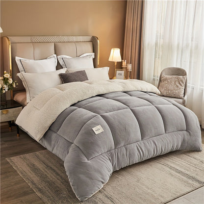 Reversible Triple-Layer Quilt – Warm, Breathable Polyester Blanket for Year-Round Comfort in Blue, Pink, Grey 4