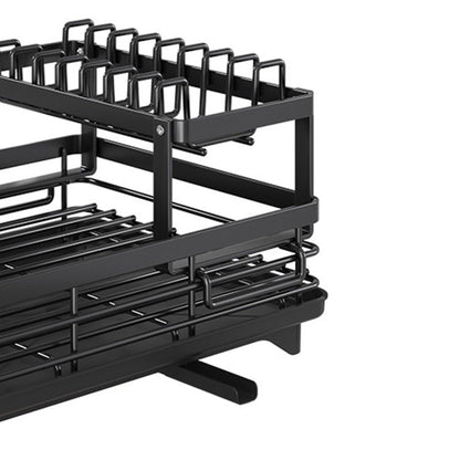 Rustproof Dish Drainer Rack with Adjustable Swivel Spout – Large Capacity Carbon Steel Dish Drying Rack for Efficient Kitchen Organization 4