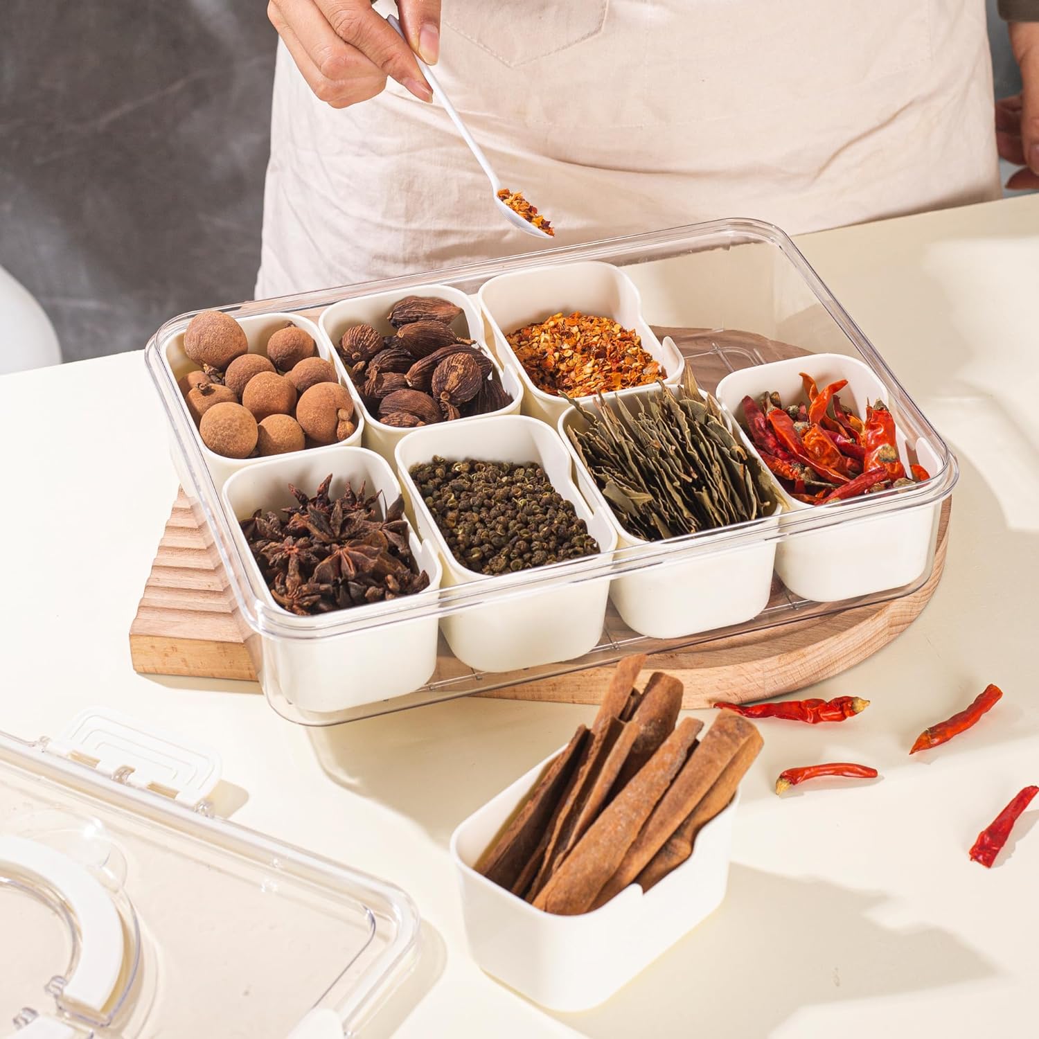 Serving Tray With Handles - Elegant 8-Compartment Design 1