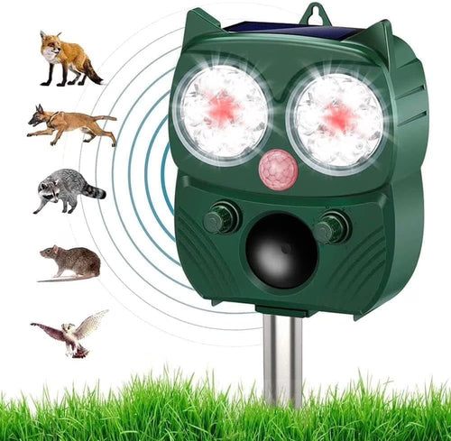 Solar Soundwave Animal Repeller with Motion Detection & LED Flashlights