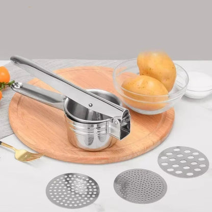 Stainless Steel Potato Ricer – Versatile Kitchen Tool with Interchangeable Discs for Effortless Mashing and Smooth Textures 2