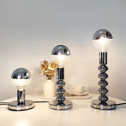 Stylish Chrome Desk Lamp – Small Glass Table Lamp with Push Button Switch, LED Compatible for Modern Workspaces 1