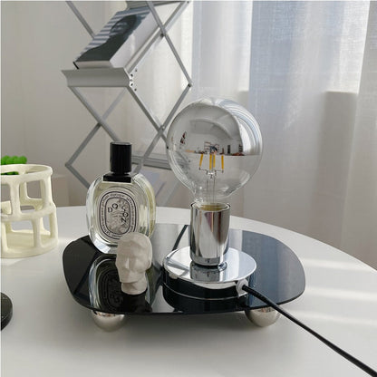 Stylish Chrome Desk Lamp – Small Glass Table Lamp with Push Button Switch, LED Compatible for Modern Workspaces 4