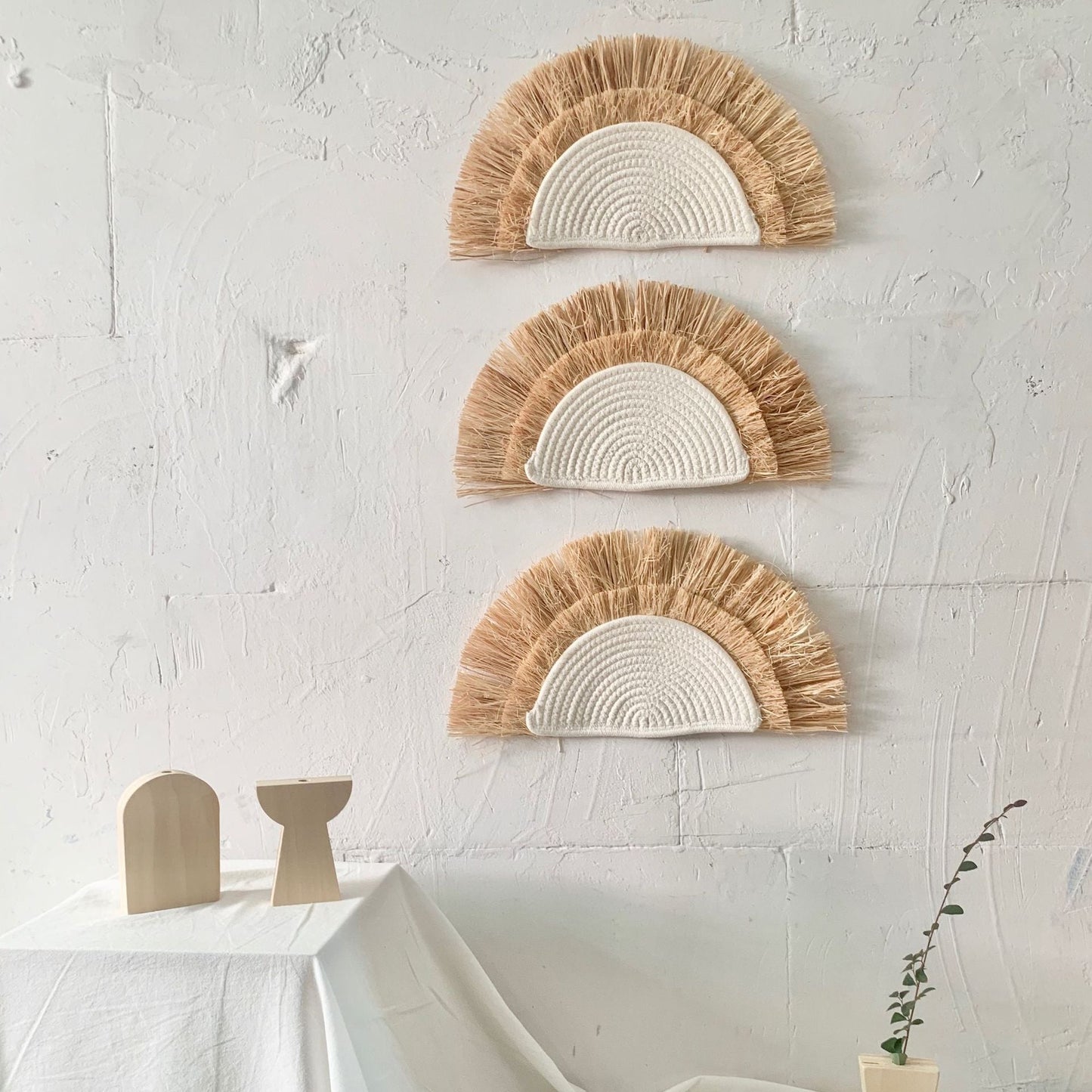 Vintage Straw Wall Art - Handcrafted Sun and Moon Decor in Brown, White, and Yellow for Rustic Wall Decor 9