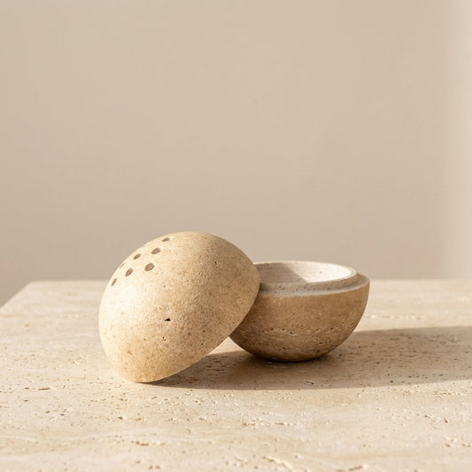 Incense Burner Marble and Travertine 10.5 cm Diameter 9 Hole Natural Stone Incense Holder