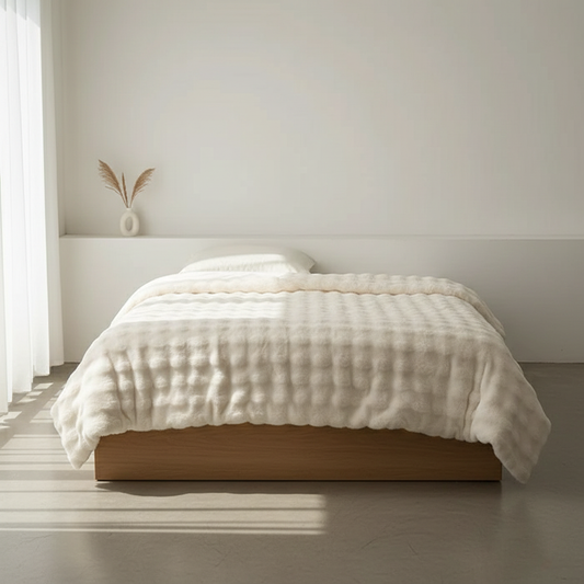 Double-Sided Faux Rabbit Fleece Blanket